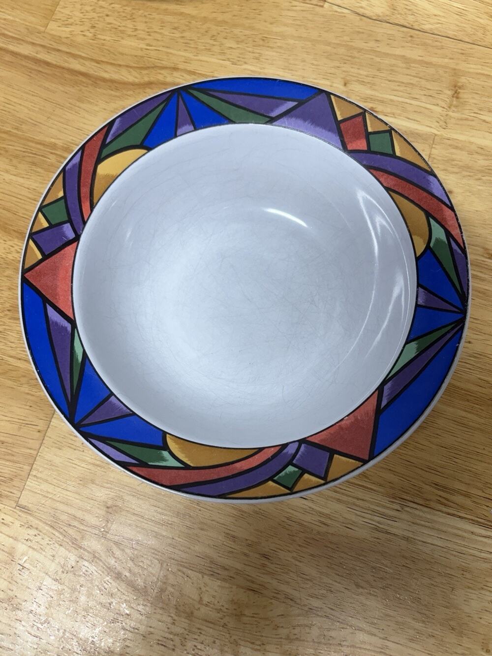 LOT of 3 Sakura Sunset Mountain Serving Bowl White with Multicolor Border
